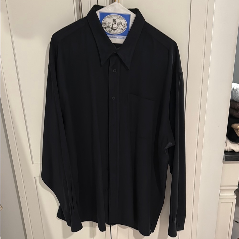Men's Velvet Black Button-Up Shirt